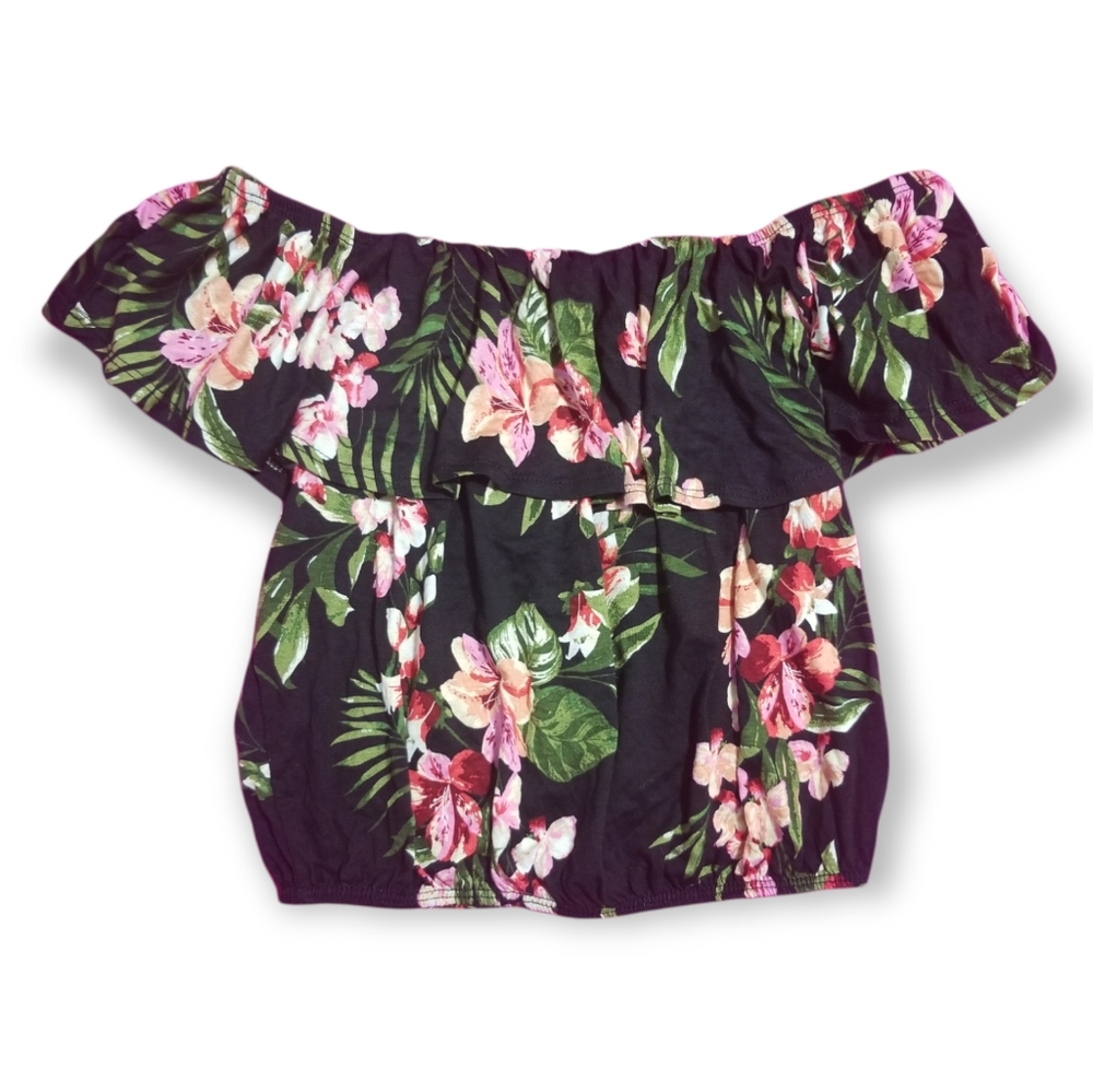 Women's Off the Shoulder Floral Crop Top S
